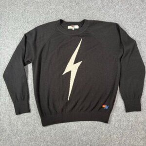 Aviator Nation Unisex Cashmere Bolt Crewneck‎ Sweater Black Comfy Soft Sz Medium